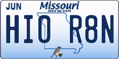 MO license plate HI0R8N