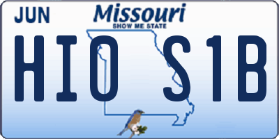 MO license plate HI0S1B