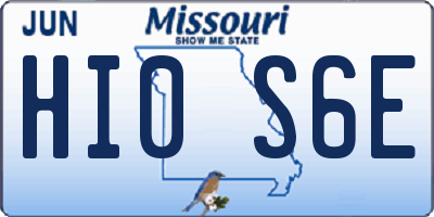 MO license plate HI0S6E