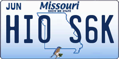 MO license plate HI0S6K