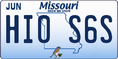 MO license plate HI0S6S