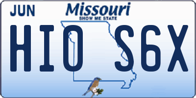 MO license plate HI0S6X