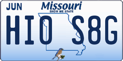 MO license plate HI0S8G