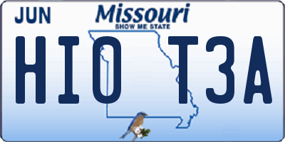 MO license plate HI0T3A