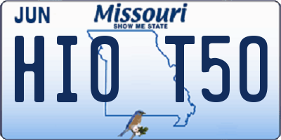 MO license plate HI0T5O