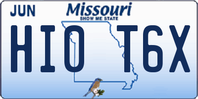 MO license plate HI0T6X