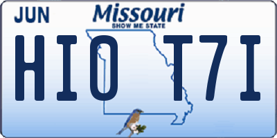 MO license plate HI0T7I