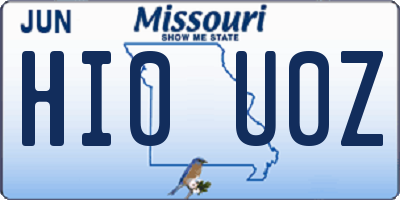 MO license plate HI0U0Z