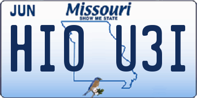 MO license plate HI0U3I
