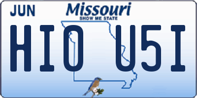 MO license plate HI0U5I