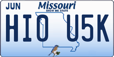 MO license plate HI0U5K