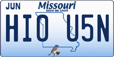 MO license plate HI0U5N