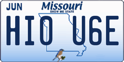MO license plate HI0U6E