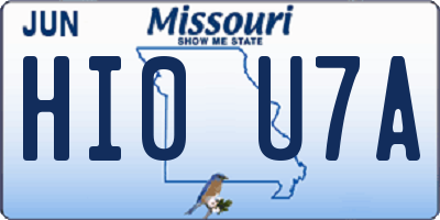 MO license plate HI0U7A