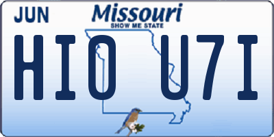 MO license plate HI0U7I
