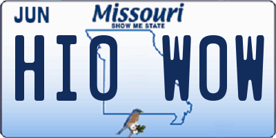 MO license plate HI0W0W