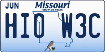 MO license plate HI0W3C