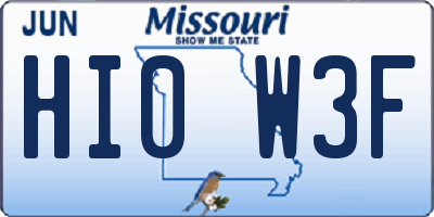 MO license plate HI0W3F