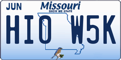 MO license plate HI0W5K