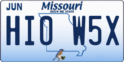 MO license plate HI0W5X