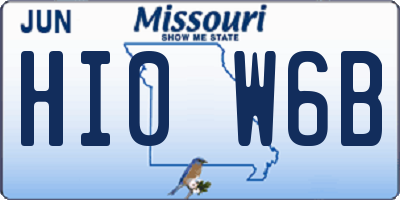 MO license plate HI0W6B