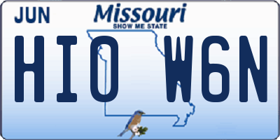 MO license plate HI0W6N