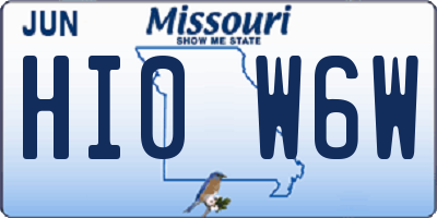 MO license plate HI0W6W