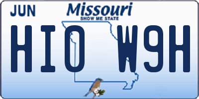 MO license plate HI0W9H