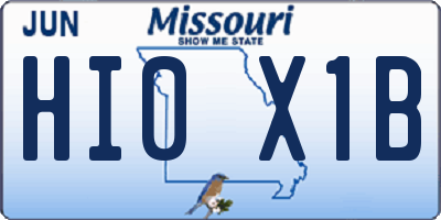 MO license plate HI0X1B