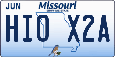 MO license plate HI0X2A