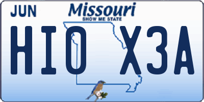 MO license plate HI0X3A