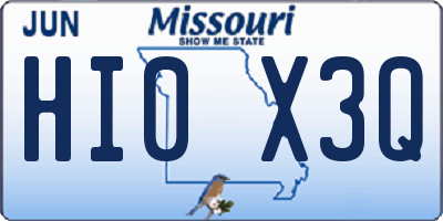MO license plate HI0X3Q