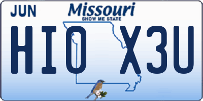MO license plate HI0X3U