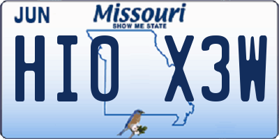 MO license plate HI0X3W