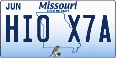 MO license plate HI0X7A