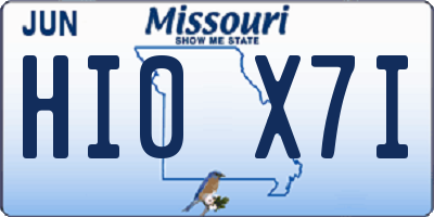 MO license plate HI0X7I