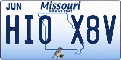 MO license plate HI0X8V