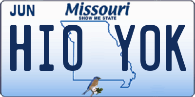 MO license plate HI0Y0K