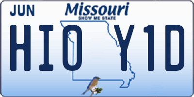 MO license plate HI0Y1D