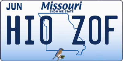 MO license plate HI0Z0F