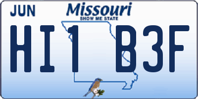 MO license plate HI1B3F