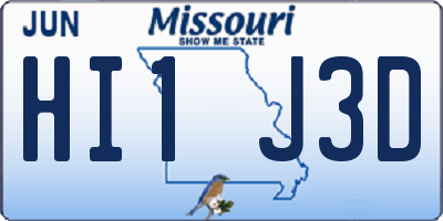 MO license plate HI1J3D