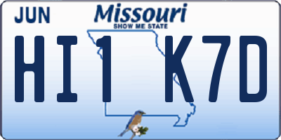 MO license plate HI1K7D