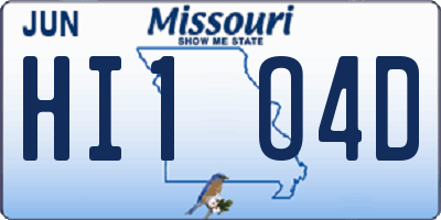 MO license plate HI1O4D