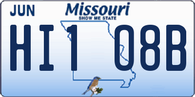 MO license plate HI1O8B