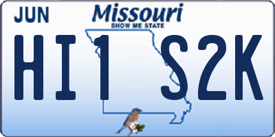 MO license plate HI1S2K