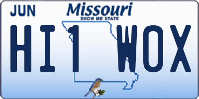 MO license plate HI1W0X