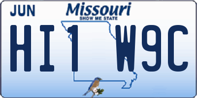 MO license plate HI1W9C