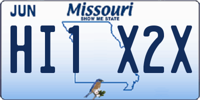 MO license plate HI1X2X