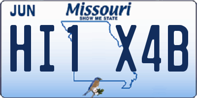MO license plate HI1X4B